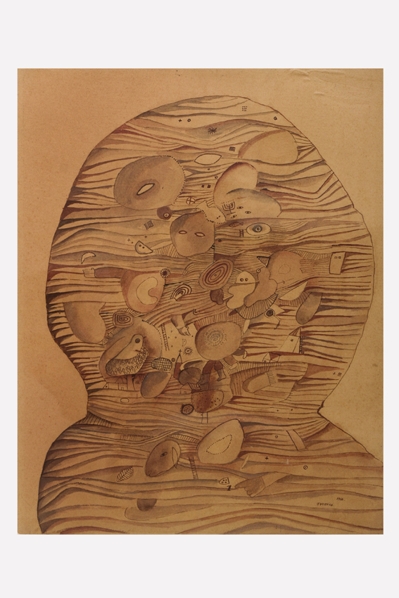 Golem,  40 x 32 cm., acuarela s.papel, 1966