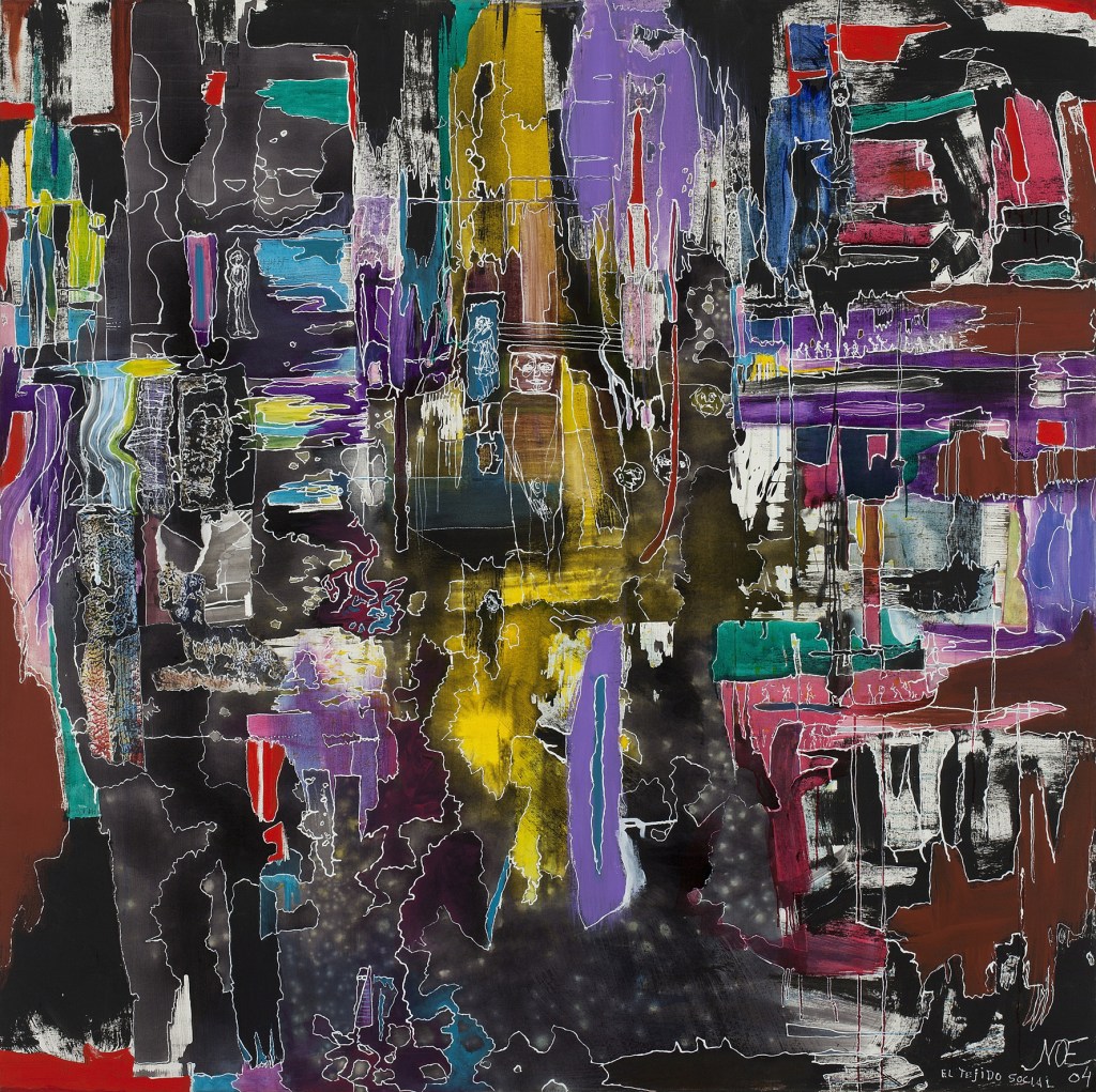 El tejido social, 2004. Tinta y acrílico sobre tela. 200 x 200 cm